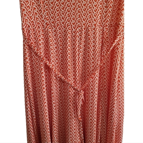 NWT Superfoxx Geometric Print Sleeveless Waist Tie Midi Dress XL Red White - Picture 2 of 7